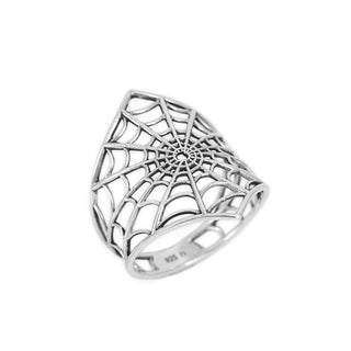 Sterling Silver Spiderweb Ring on white background
