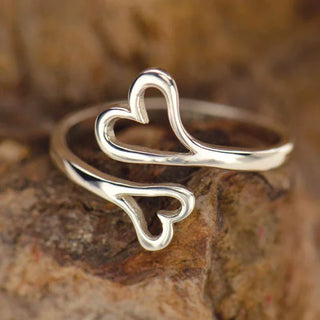 Nina Designs Sterling Silver Adjustable Open Heart Ring