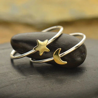 Nina Designs Bronze Moon and Star Stacking Rings