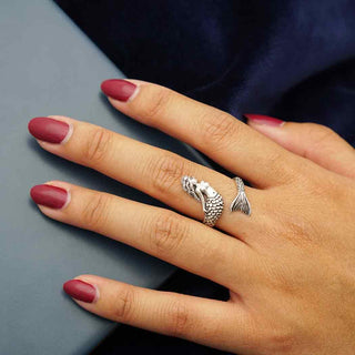 Sterling Silver Adjustable Mermaid Ring on model