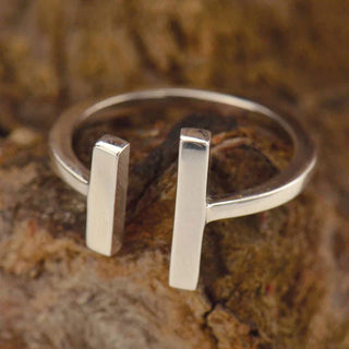 Nina Designs Sterling Silver Adjustable Bar Ring