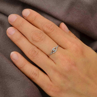 Sterling Silver Evil Eye Ring - All Seeing Eye Ring on hand