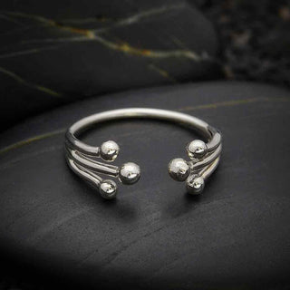 Nina Designs Sterling Silver Triple Pronged Adjustable Ring