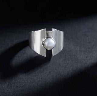 Nina Designs Shield Ring with Pearl