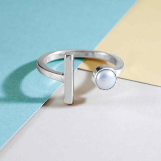 Nina Designs Sterling Silver Bar and Pearl Adjustable Ring