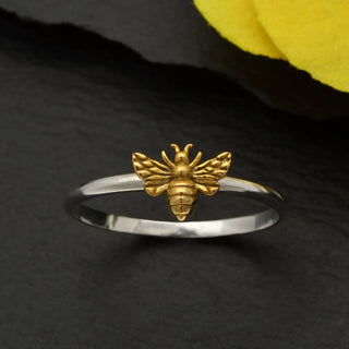Bronze Bee Ring with Sterling Silver Band