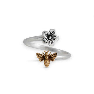 Nina Designs Adjustable Blossom Ring with Bronze Bee