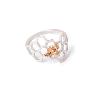 Nina Designs Honeycomb Ring with Bronze Bee