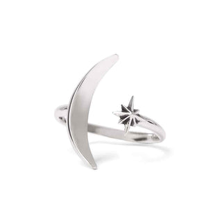 Nina Designs Sterling Silver Moon and Star Adjustable Ring