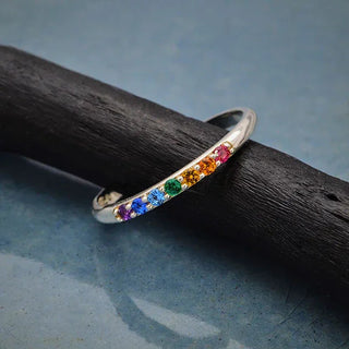 Nina Designs Sterling Silver Ring with Rainbow Nanogems