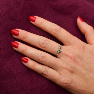 Sterling Silver Mini Bat Ring on Hand