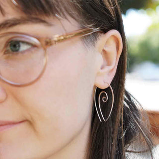 Sterling Silver Spiral Teardrop Ear Wires on Woman