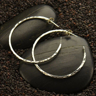Nina Designs Sterling Silver Hammered Hoop Post Earrings