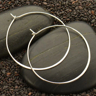 Nina Designs Sterling Silver Half Hammered Circle Hoop Earrings