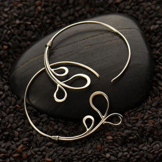 Nina Designs Sterling Silver Hoop Earrings with Teardrop Ends