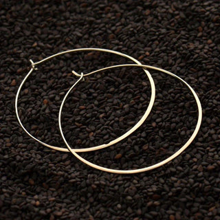 Nina Designs Sterling Silver 50mm Half Hammered Hoop Earrings