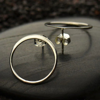 Nina Designs Sterling Silver 18mm Open Circle Post Earrings
