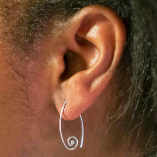 Sterling Silver Ear Wire with Marquis Spiral 28x16mm - Nina Designs