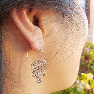 Sterling Silver Ear Hook with Cascading Swirl 36x19mm - Nina Designs