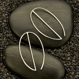 Nina Designs Sterling Silver Bisected Oval Hoop Earrings