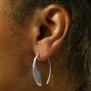 Sterling Silver Machete Earrings - Geometric Jewelry on model