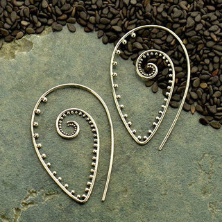 Nina Designs Sterling Silver Teardrop Spiral Shaped Ear Wires with Granulation