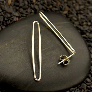 Nina Designs Sterling Silver Long Oval Post Earrings