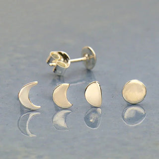 Nina Designs Sterling Silver Moon Phase Post Earring Set
