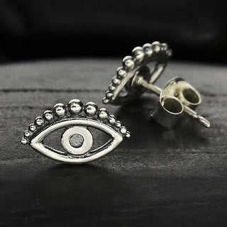 Nina Designs Sterling Silver Evil Eye Post Earring