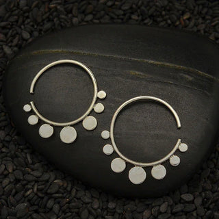 Nina Designs Sterling Silver Hoop Earrings with Circle Embellishments