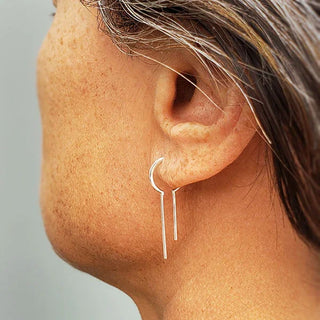 Sterling Silver Bulb Wire Earrings on Ear