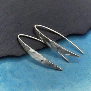 Sterling Silver Hammered Arc 30mm Ear Wires