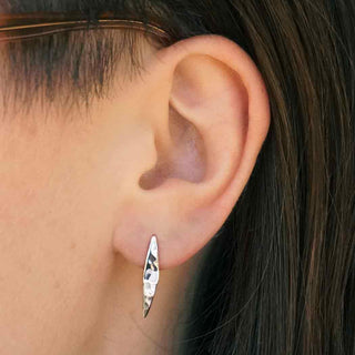 Sterling Silver 30mm Hammered Arc Ear Wires