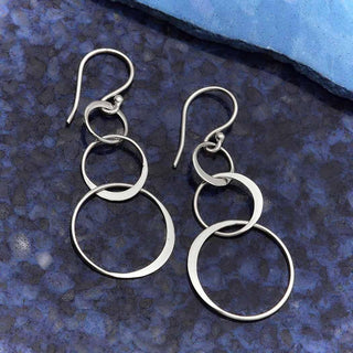Nina Designs Sterling Silver Three Circle Dangle Earings