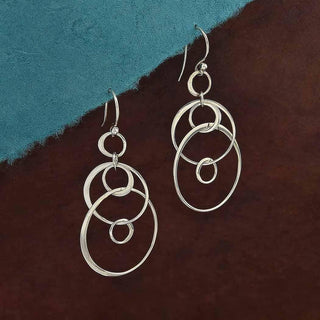 Nina Designs Sterling Silver Six Floating Circles Dangle Earrings