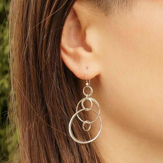 Sterling Silver Six Circle Dangle Earrings