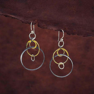 Nina Designs Mixed Metal Floating Circle Dangle Earrings