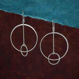 Nina Designs Sterling Silver Floating Circle and Bar Earrings