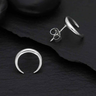 Nina Designs Sterling Silver Horizontal Crescent Moon Post Earrings