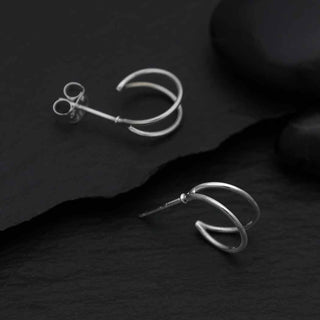 Nina Designs Sterling Silver Double Huggie Hoop Post Earrings