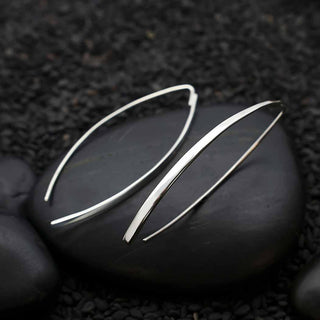 Nina Designs Sterling Silver Long Marquis Hook Earrings