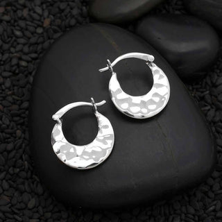 Nina Designs Sterling Silver Hammered Huggie Hoop Earrings