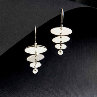 Nina Designs Sterling Silver Cascading Oval Dangle Earrings