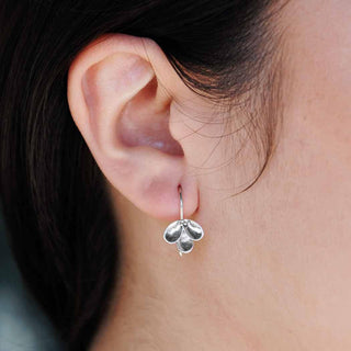 Sterling Silver Cupped Petal Earring on Ear