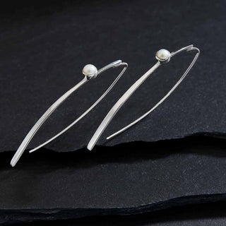 Nina Designs Sterling Silver Long Marquis Earrings with Pearls