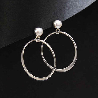 Nina Designs Pearl Earrings with Sterling Silver Hoop Dangle