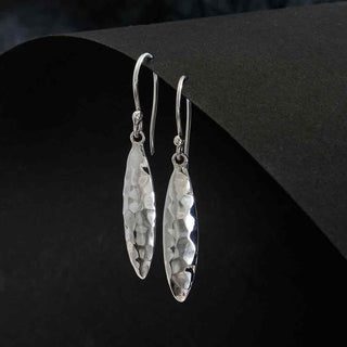 Nina Designs Sterling Silver Hammered Oval Dangle Earrings