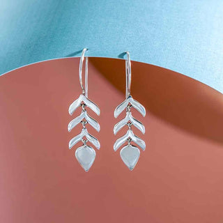 Nina Designs Sterling Silver Sprout Leaf Dangle Earrings