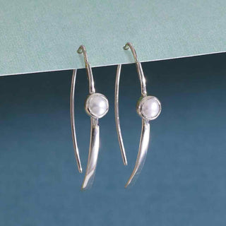 Nina Designs Sterling Silver Marquis Earrings with Pearl