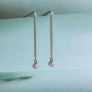 Nina Designs Sterling Silver Long Arch Earrings with Pearl Drop